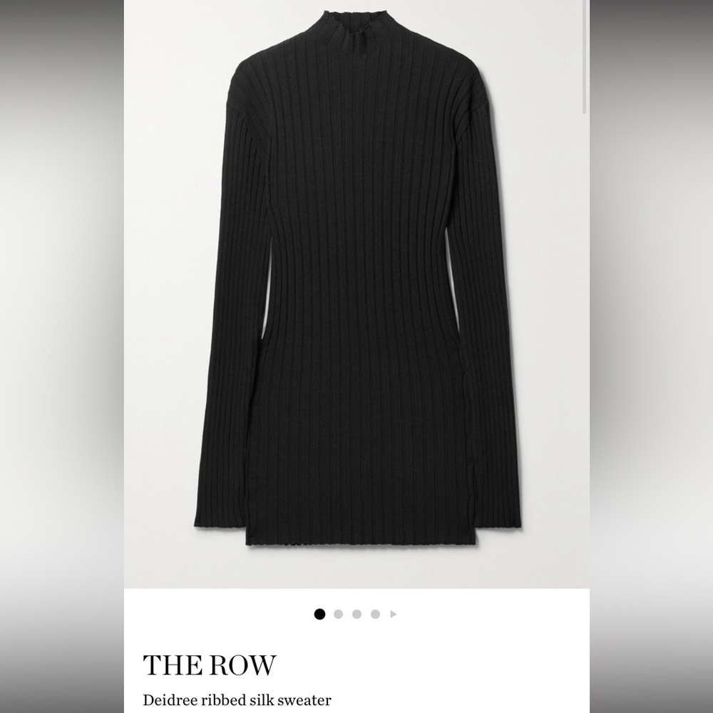 THE ROW / DEIDREE RIBBED SILK MOCK NECK SWEATER / XS Black